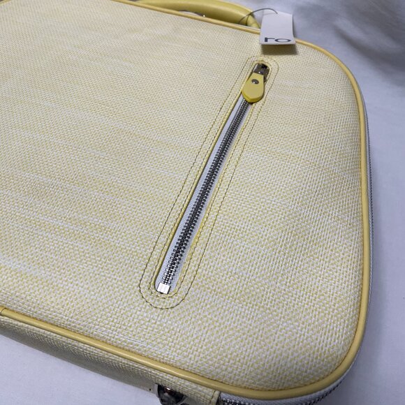 ro New York Designer Small Suitcase Leather Jade Yellow New - Picture 3 of 7